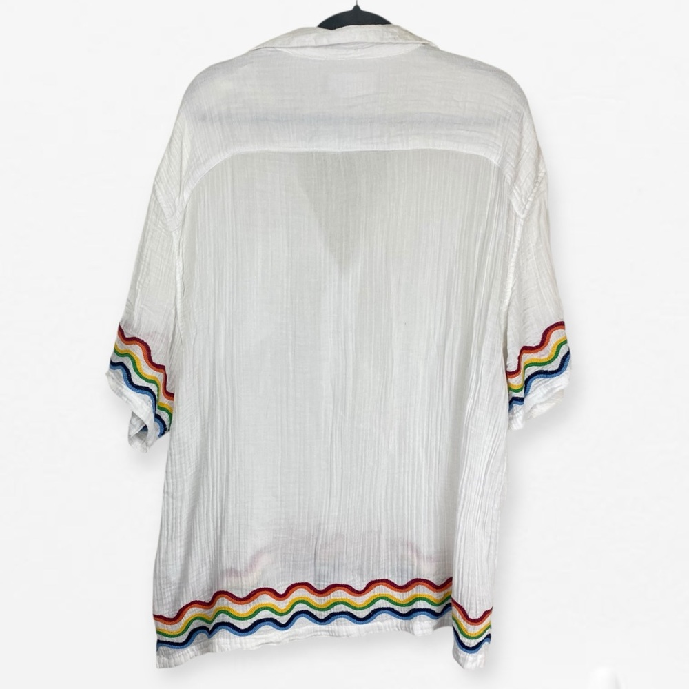 Abercrombie & Fitch Trevor Project White Cotton Shirt with Rainbow Embroidery - Picture 2 of 8